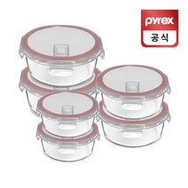 코렐 파이렉스 이지벤트 원형 보관용기 반찬통 6세트