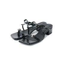 PARTIMENTO WOMEN 제작 14일 벨티드 리본 스트랩 샌들_블랙 BELTED RIBBON STRAP SANDAL_BLACK