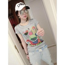 플라워상의 철수함 전문점 마름질 여성의류 단 정리 누에실 큐빅상감 체형커버티셔츠 여름 3430876130