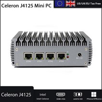 주식용컴퓨터 미니 채굴기 주식용 PC 초소형 가성비 비트코인 팬리스 pc 4intel 2.5g lan 스위치 celeron j4125 hdmi vga pfsense 방화벽 서버, 4GB DDR4 128GB SSD, j4125-pfsense