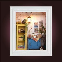 미니어처 만들기 액자형 DIY 패키지 만들기 취미 수제 선물 모델하우스, 따뜻한 새벽 + 조명 + 도구 + 접착제