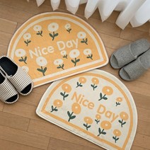 조이스힐 하프문 반원 발매트 극세사 단모 욕실 화장실 주방 매트 침실 현관 러그 발닦개, NICE DAY 화이트