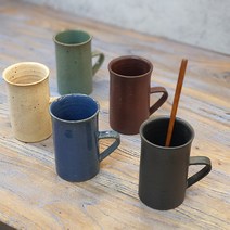 토판 핸드메이드 도자기 예쁜 롱 머그컵 카페머그 선물용 커피머그잔250ml, 블랙