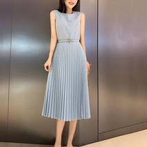 주름원피스 봄하객원피스 민소매 롱원피스 플리츠 빅사이즈 여성