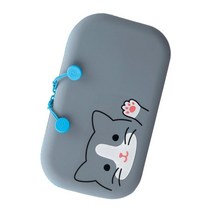 LIHITLAB PuniLabo 지퍼 파우치 19.1cm x 3.8cm(7.5인치 x 1.5인치) 그레이 캣(A7716-4), Large 7.5 × 1.5 inches, Gray Cat