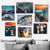 셀러허브 뭉크 명화 그림 인테리어 액자 8종 3호 27x19cm, 7. 절규／캔버스액자(옆면연장)