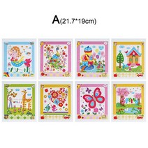8Pcs 어린이 DIY 단추 스티커 드로잉 장난감 손수 학교 미술 클래스 그림 그리기 공예 조기 교육, [01] Style A