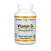 CGN 캘리포니아 골드 뉴트리션 비타민 D3 5000IU 콜레칼시페롤 360정 소프트젤 1 1 2통, 1개