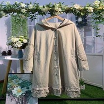 케이프 트렌치 코트 하프 자켓 플리츠 코튼 리넨 여성용 루즈 윈드브레이커 스위트 모리스 후드 자수 레이스 패치워크 헵번 재킷