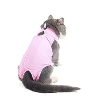 AixyZzz 전문 고양이 회복 슈트 복부 상처용 면 통기성 우주복 고양이용 옷 새끼 고양이 스페이드 회복 수트 암컷 고양이 강아지 (라지 핑크), Pink, Large
