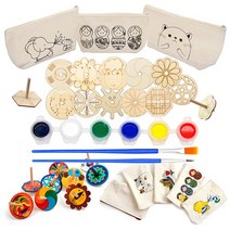 attizone 그리기팽이 그리기파우치 세트 (아크릴물감 6색 + 붓2종 포함) 13종, 그리기파우치세트, 마트료시카세트