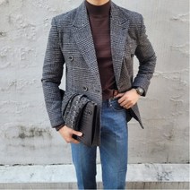 남자 겨울 체크 자켓 블레이저