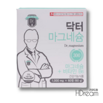 닥터 마그네슘 300 마그네슘 비타민B6 2개월분 임신 선물 HD 눈떨림 뼈영양제, 닥터 마그네슘 300 1000mg x 60정