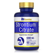 Strontium 구연산염 보충제제 | 680 Mg - 90 캡슐 뼈 강도 및 지지 포뮬라* 건강 밀도를 위한 스트론튬 칼슘과 유사한 미네랄 건강한 치아 지원