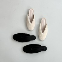 양털 뽀글이 V컷 민자 심플 겨울 블로퍼 뮬 2cm