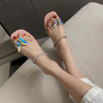 나루니 여성샌들힐 샌들힐 나비 나비크리스탈 크리스탈 비즈 나비플립플롭 나비쪼리힐 블링블링 5.5cm