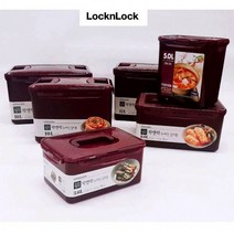 김장 양념통 밀폐용기 발효숙성용기 락앤락 5리터 투명 빨간 대형 세트 10리터, 락앤락김치통16L