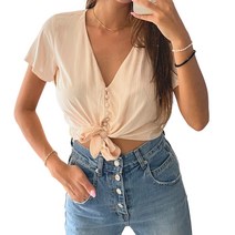 윈썸코리아 여성 여름 간절기 크롭 스타일 셔츠 블라우스