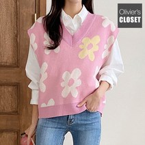 올리비에스클로젯 빅플라워 패턴 니트 베스트 O2301KV005A