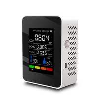 공기 질 측정기휴대용 5 In 1 이산화탄소 검출기 CO2 디지털 온도 습도 테스터 HCHO TVOC 대기 질 모니터, 한개옵션1, 01 White