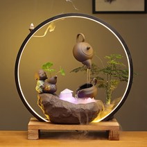 가정용분수대 실내연못 미니분수대 자연가습기 무드등 수기운보충 물소리 물멍 실내 야외 원목 정원 조경 베란다 연못 가정용 분수대 제작 실내 인공폭포 미니 인테리어, 모델 - H