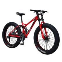 광폭타이어 MTB자전거 산악자전거 오프로드 산악용자전거 커플자전거, 21단, 24인치, 레드-스포크 휠