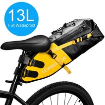 NEWBOLER 자전거 방수 자전거 안장 가방 반사 대용량 접이식 테일 후면 가방 사이클링 MTB 트렁크 파니에 블랙, 13L 옐로우