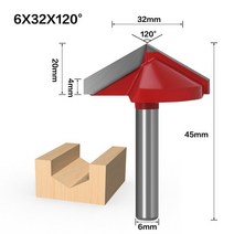 목공용 트위스트 드릴비트 6mm V Bit-1PCS CNC 솔리드 카바이드 엔드 밀 텅스, 6X32X120, 19.6X32X120