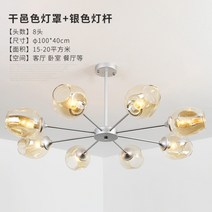 LINGFENG 고급형 북유럽 거실 침실 샹들리에 램프, 실버로드 - 8헤드 코냑