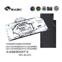 6800XT Bykski GPU 블록 ASUS TUF RX 6900XT O16G용 풀 커버 액체 냉각기 수냉, 01 With backplate_02 RBW