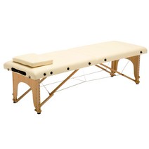 휴대용 접이식 미용베드 이동식 마사지 침대, 아이보리70cm