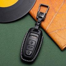 아우디 스마트 고급 가죽 키케이스 A3 A4 A5 A6 A7 A8 Q3 Q5 Q7 키링 키홀더 차량용품 열쇠고리, A타입, 블랙-01