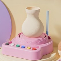 미니 물레 미니어처 DIY 도예 키트 공예 공방 충전식, 핑크 세트