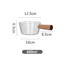 아스케이지 유리 우유 냄비 작은 소스 팬 버터 워머 화상 방지 커피 나무 손잡이 멀티 400ML/600ML, 01 400ml
