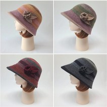 강록이네 중년여성모자 엄마 할머니 예쁘고 따뜻한 울 겨울벙거지 모자 안쪽 사이즈조절스트랩