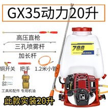 가솔린 고압 살충제 분무기 4 행정 펌프 운반 과일 나무 분말 분무 비료 농업 소독 분무기, 높은 gx35 파워 - 20리터 농축 펌프