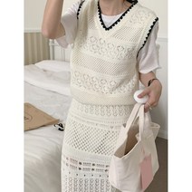 시그널러브 포인 배색 니트 조끼 & 스커트 SET