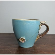 핸드메이드 도자기 카페 머그 컵 머그잔 커피잔, 하늘색