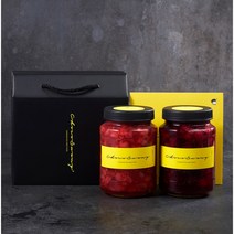 [초코써니 베리베리코코청+코코딸기청] 선물세트포장 500g 2병 요거트 수제청 과일청, ●1kg(베리베리코코청+코코딸기청)선물세트