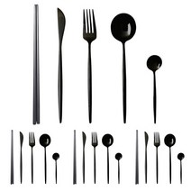 verico 루아 커트러리 4인 세트 스푼 4개 + 포크 4개 + 나이프 4개 + 젓가락 4벌 + 티스푼 4개, 블랙