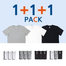 국산 무지티 3장세트 기본티 흰티 면티