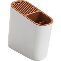 순차 주방 식기 수납 수저통 일체형 칼꽂이 22 x 9cm, 1개, 화이트 + 오렌지