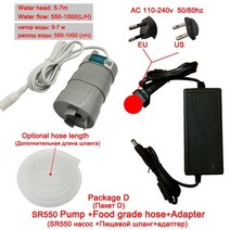 가압펌프 DC 12 v 워터 펌프 7M 1000L/H 볼트 잠수정 샤워 5M 600L/H 수족관 캠핑카 모터 홈 수경 정원, SR550 Package D, 10M food grade Hose, 미국