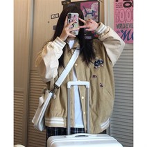 여학생코트 여성 봄가을 와이드 루즈핏 얇은 아메카지스타일 VINTAGE 야구복 트렌드 2633506190