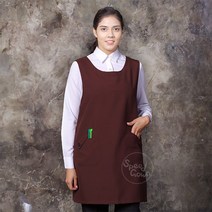 AD1622 갈색단추원피스앞치마/요양보호사/요양/카페/방한앞치마/서빙/유니폼/미용사/시장앞치마/시장/봉사활동/단체/식당/캠페인/수산시장/농산물시장/유치원교사