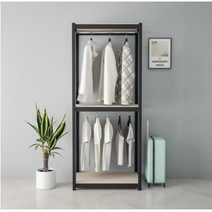홈던트 하우스 시스템 드레스룸 3단 2행거 800 x 500 x 1950 mm 블랙