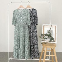 여자 브이넥 봄 가을 레이어드 원피스