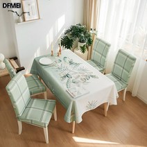 주방 거실 워시리스 식탁보 심플 직사각형 패브릭 면마차 티테이블 방수 식탁대 천 의자 커버 세트, 약속해요.
