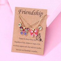 나비 목걸이 여자 학생 20대 여성 여성용 에나멜 펜던트 우정 커플 BFF 웨딩 약혼 절묘한 보석 선물 2 개