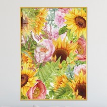 아트블루 플라워 패턴 수채화 식물 그림 인테리어 액자, 1_썬플라워